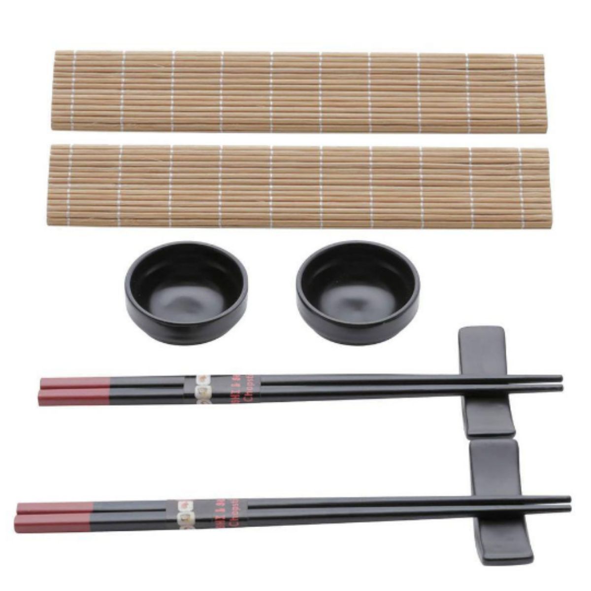 Kit 8 Peças Para Sushi De Bambu E Cerâmica Yokohama Lyor