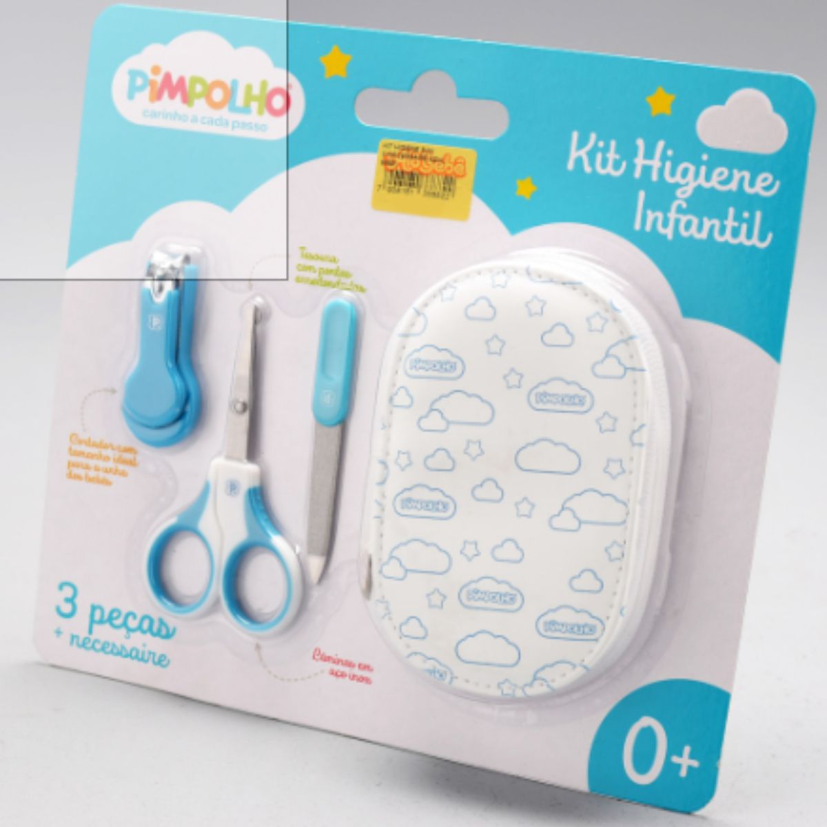 Kit para Higiene Infantil Pimpolho Azul 3 Peças com necessaire