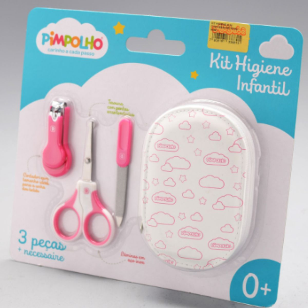 Kit para Higiene Infantil Pimpolho Rosa 3 Peças com necessaire