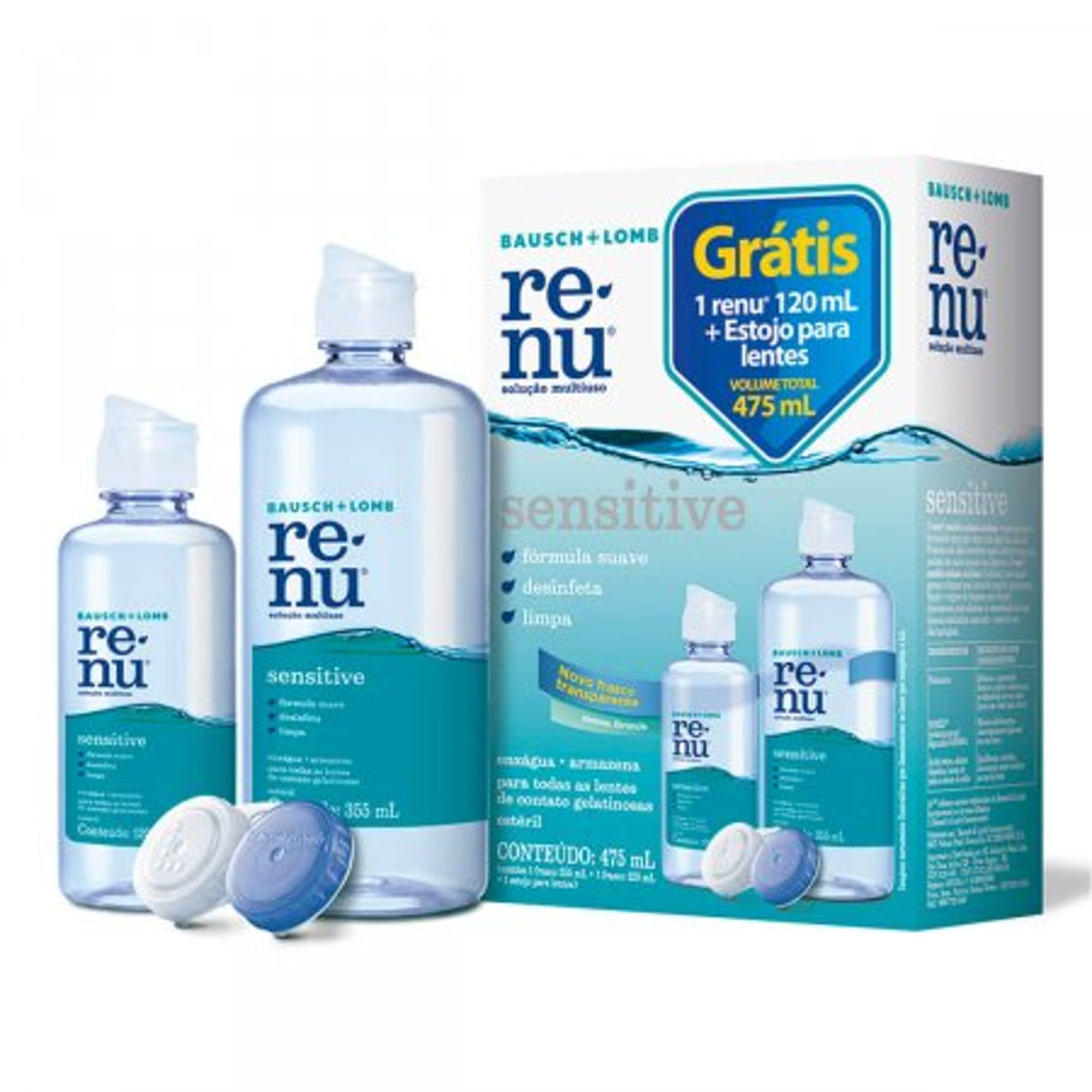 Kit Renu Sensitive Solução Multiuso 355 Ml Grátis 120Ml + Estojo