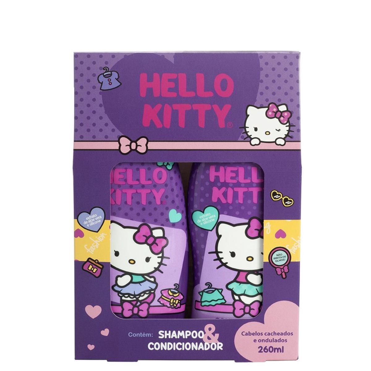 kit Shampoo e Condicionador para Cabelos Cacheados Hello Kitty Cia da Natureza 520 ml