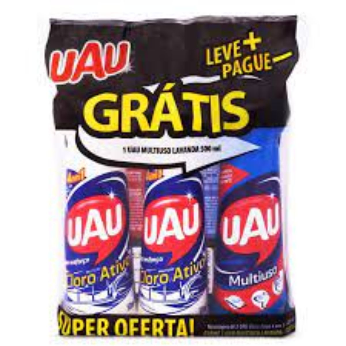 Kit Cloro Ativo  2 x 500 ml Grátis Multiuso Uau 500 ml