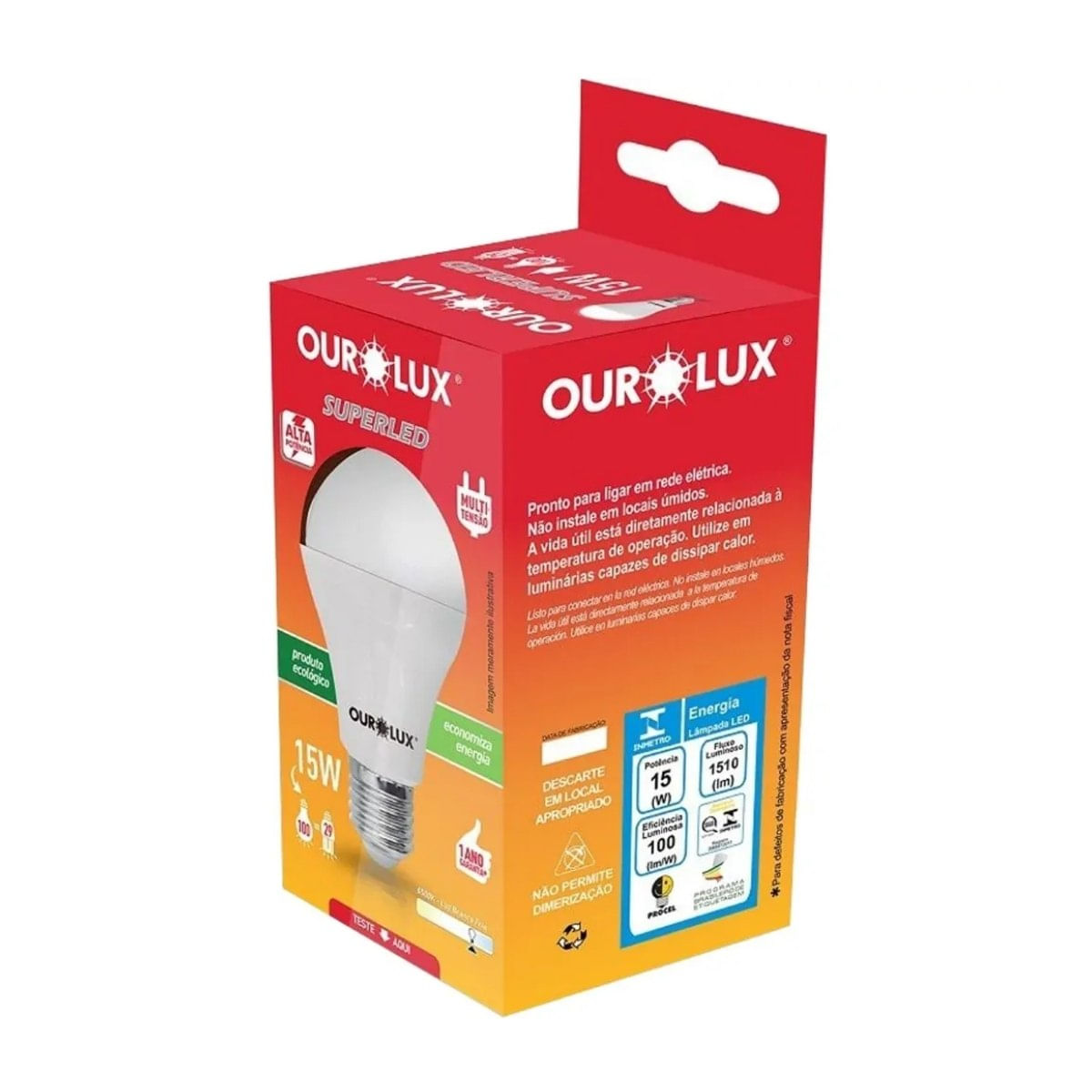 Lâmpada Superled Ourolux Bivolt 15W 6500K