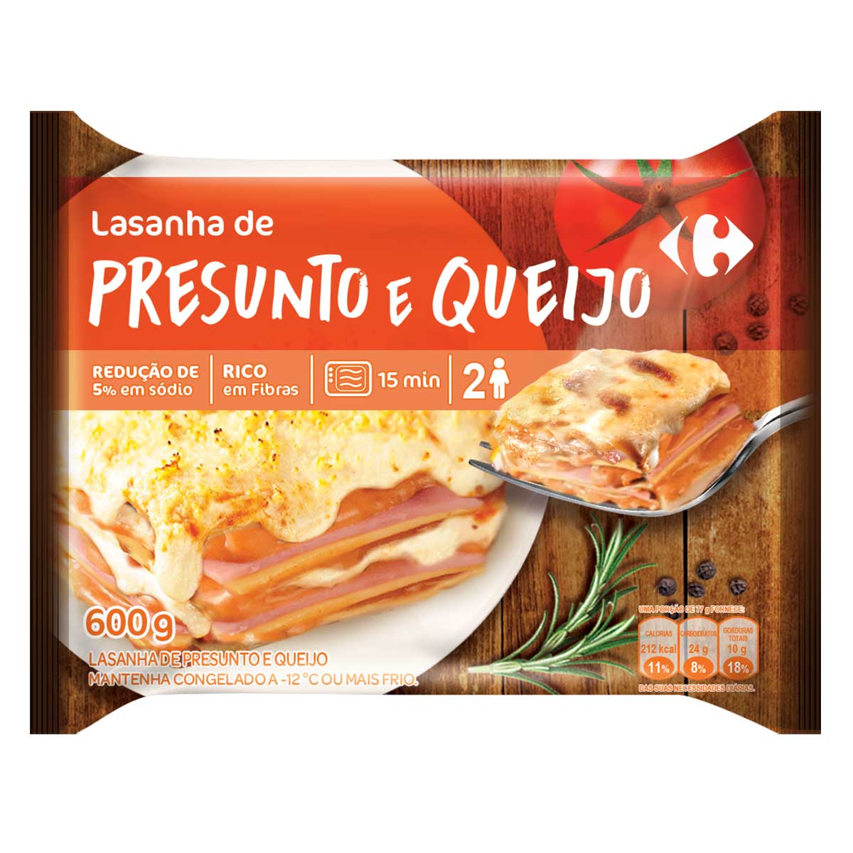 Lasanha de Presunto e Queijo Carrefour 600g