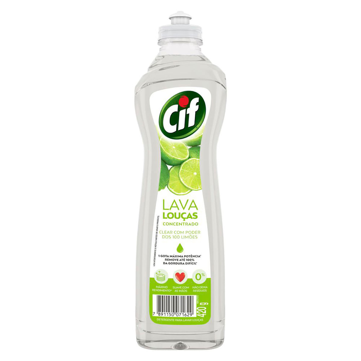 Lava-Louças Líquido Concentrado Clear Poder dos 100 Limões Cif Squeeze 420 ml