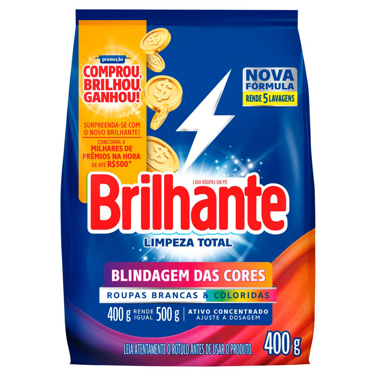 Sabão em Pó Brilhante Limpeza Total 400g