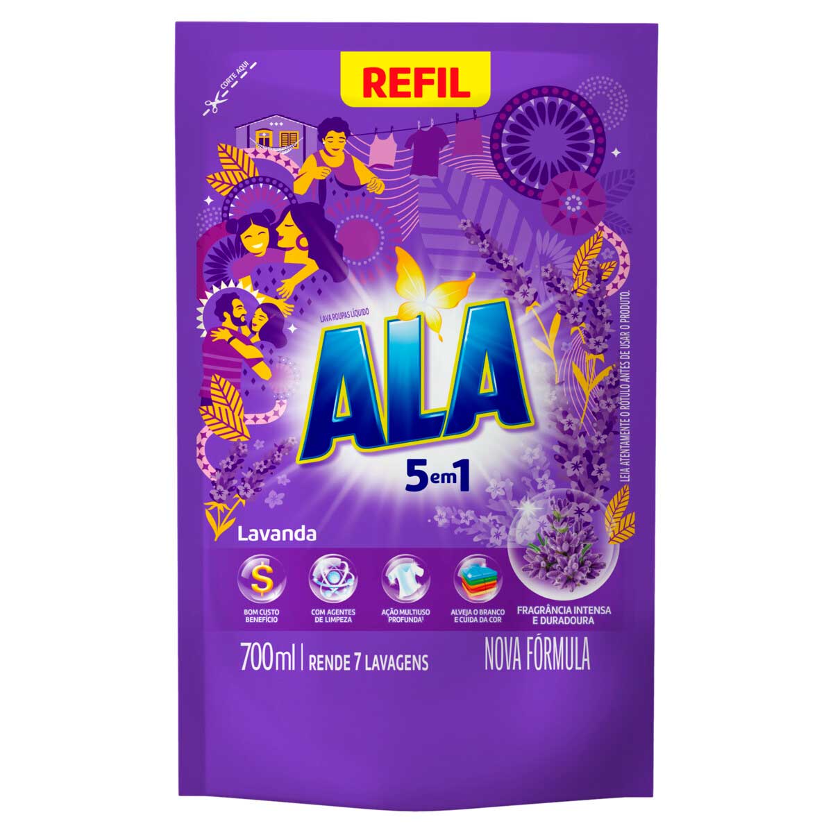 Lava-Roupas Líquido Lavanda Ala 700ml Refil