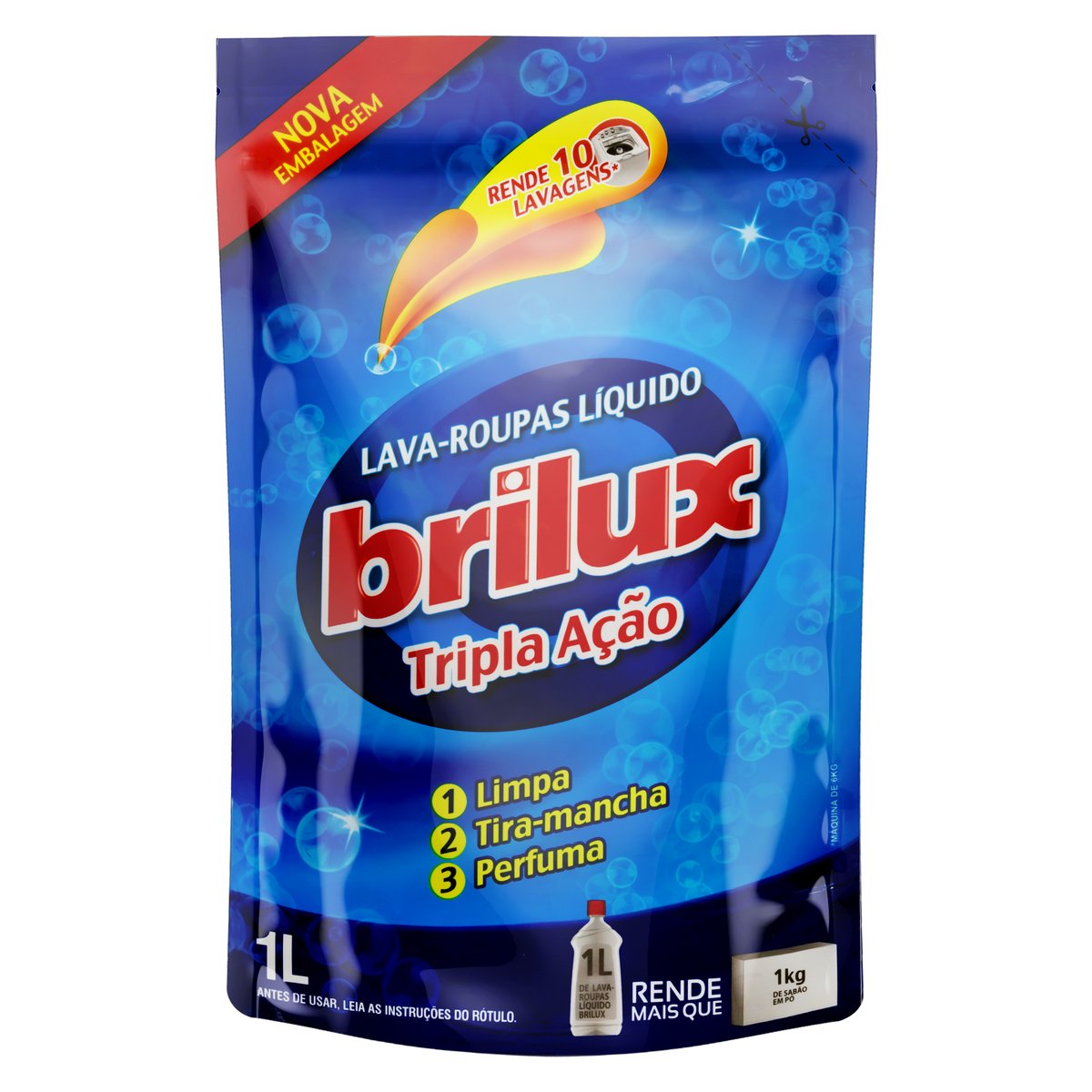 Lava-Roupas Líquido Ação Sachê Tripla Refil Brilux 1 L