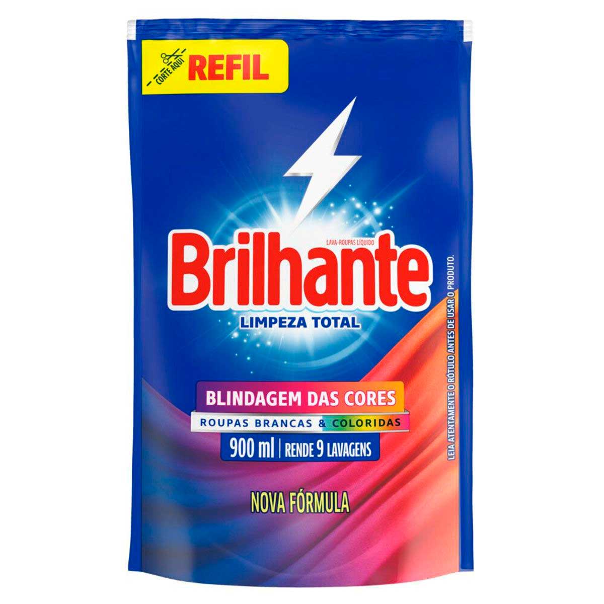 Lava Roupas Líquido Brilhante Limpeza Total 900 ml Refil