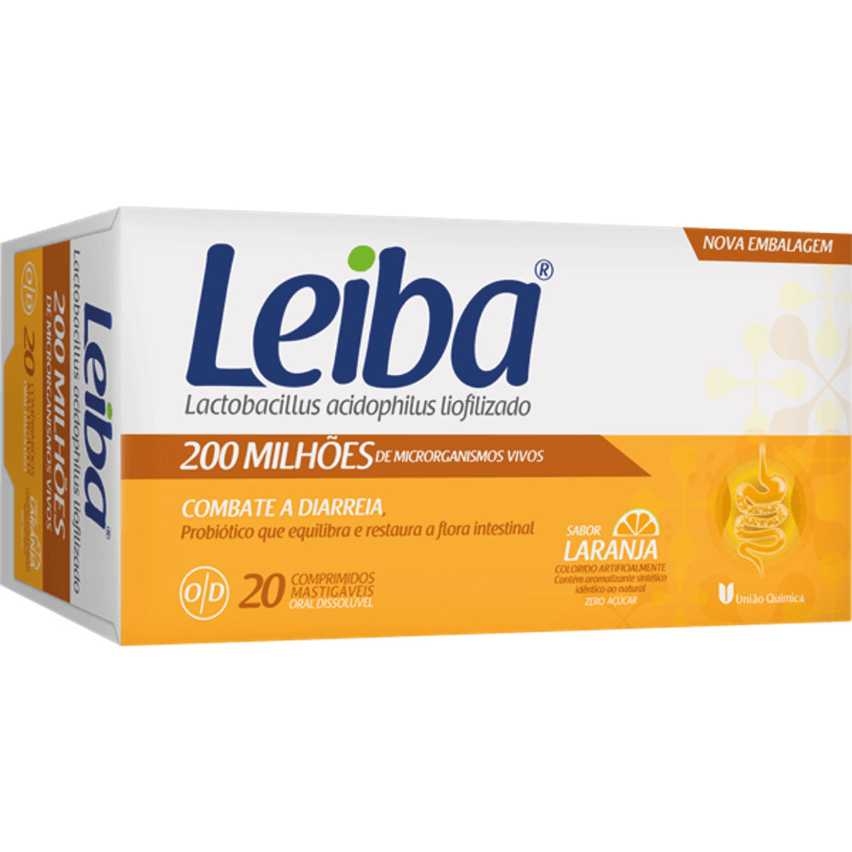 Leiba 200 ml Sabor Laranja 20 Comprimidos