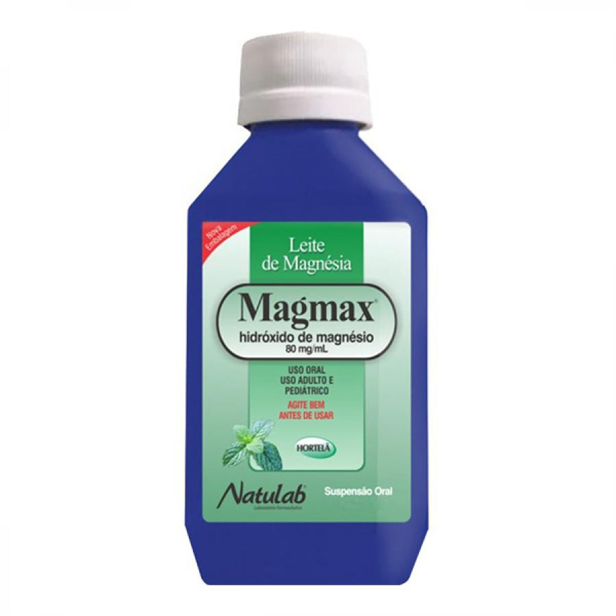 Leite de Magnésia 80 mg Sabor Hortelã Magmax Suspensão Oral 100 ml