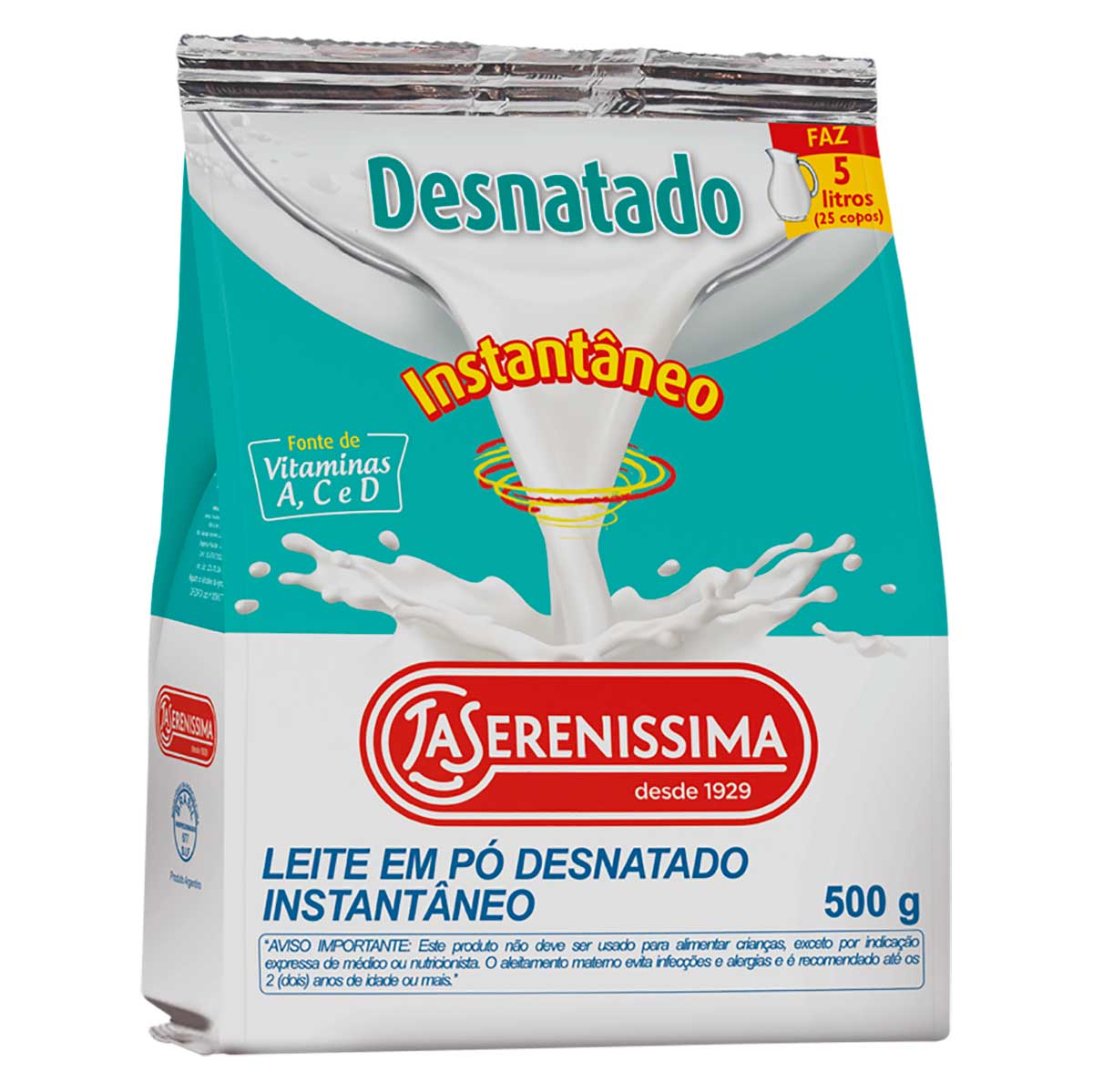 Leite em Pó Desnatado Instantâneo La Serenissima 500g