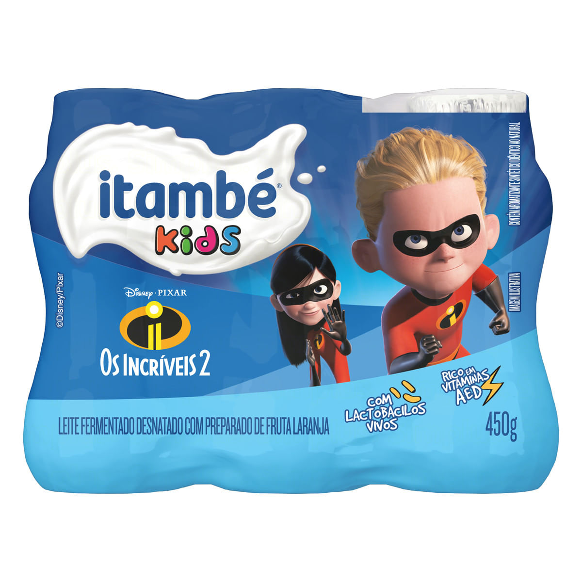 Pack Leite Fermentado Adoçado Desnatado Itambé Kids Frasco 450 g 6 Unidades