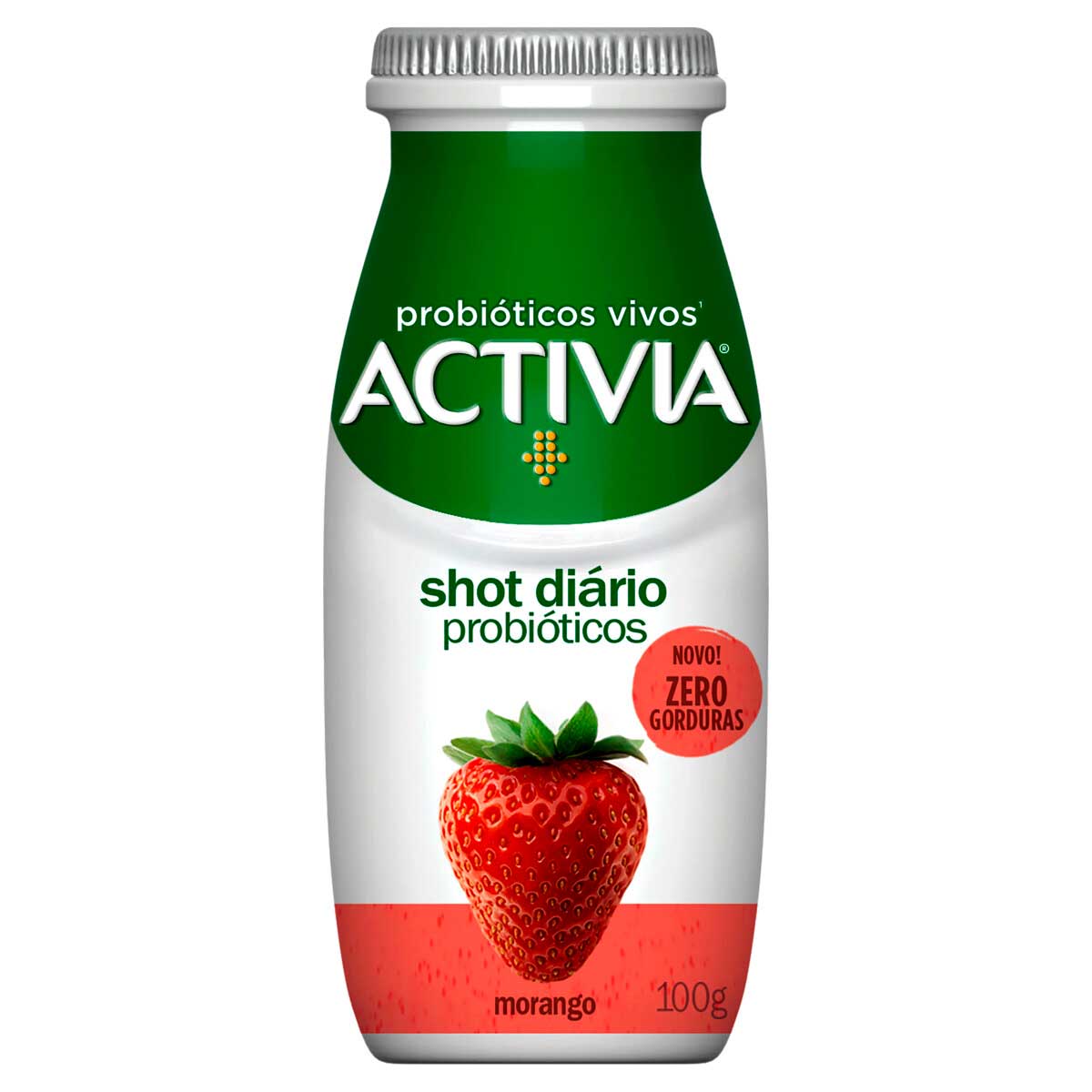 Leite Fermentado Zero Lactose Sabor Morango Activia Shot Diário 100g