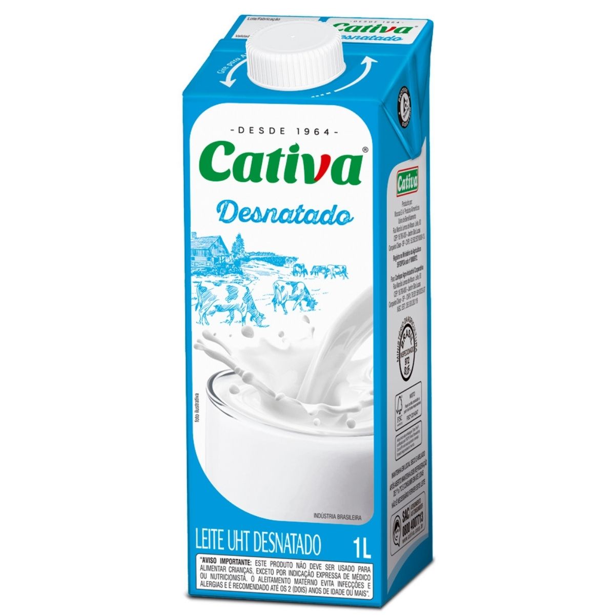 Leite Pasteurizado Desnatado Cativa Pet 1 L