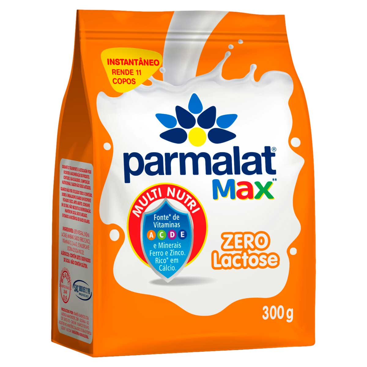 Leite em Pó Instantâneo Zero Lactose Parmalat Max 300g