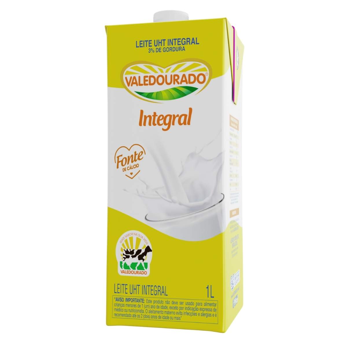 Leite UHT Com Tampa Integral  Vale dourado 1 L