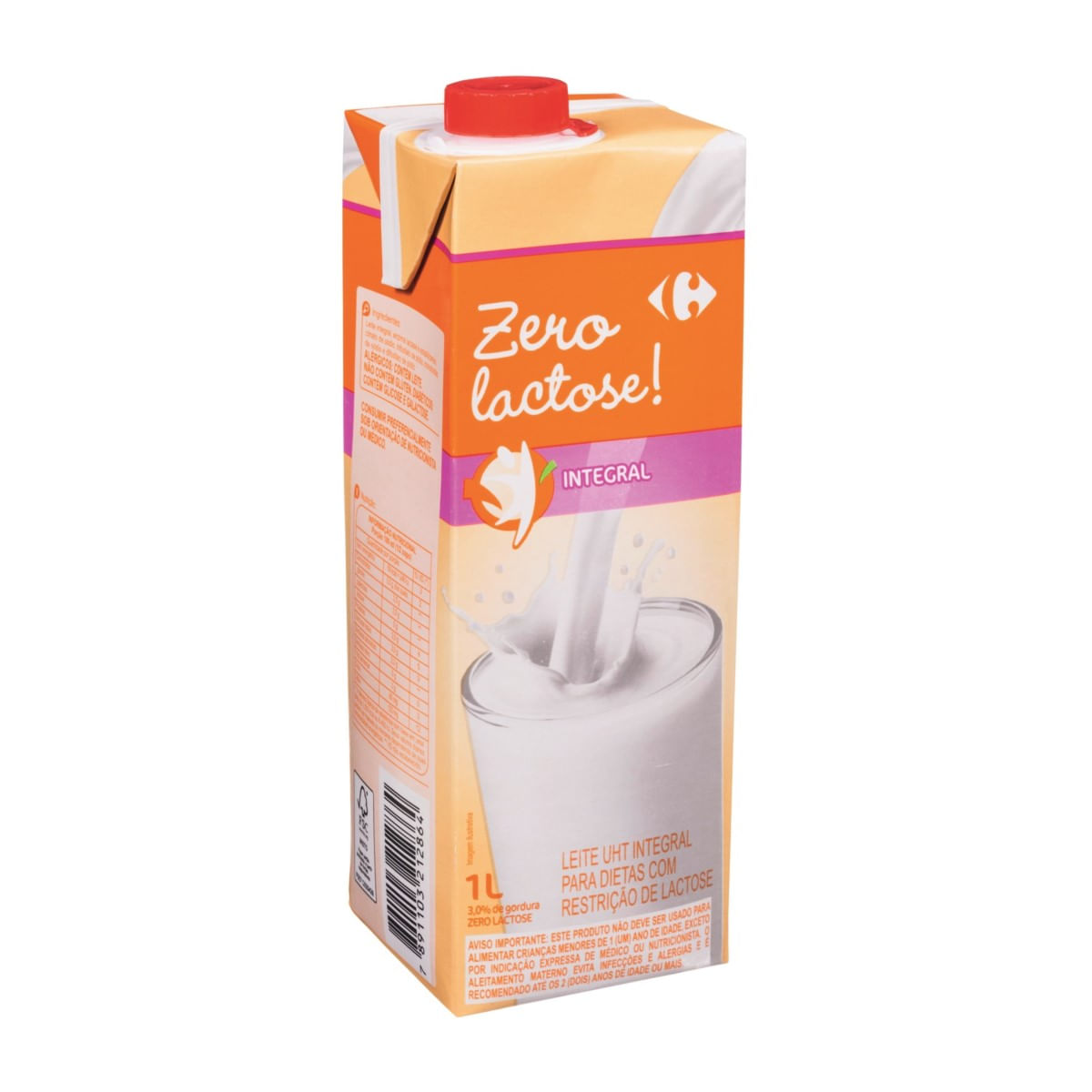 Leite Uht Integral sem Lactose com Tampa Carrefour 1 L