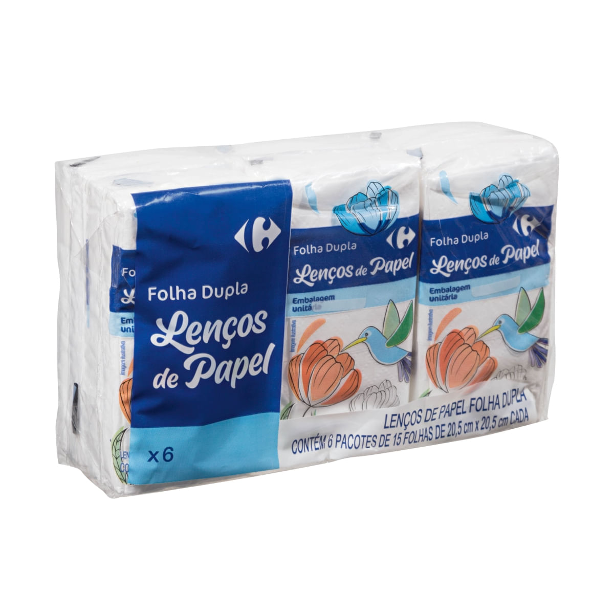 Lenço de Papel Folha Dupla Carrefour com 6 Unidades