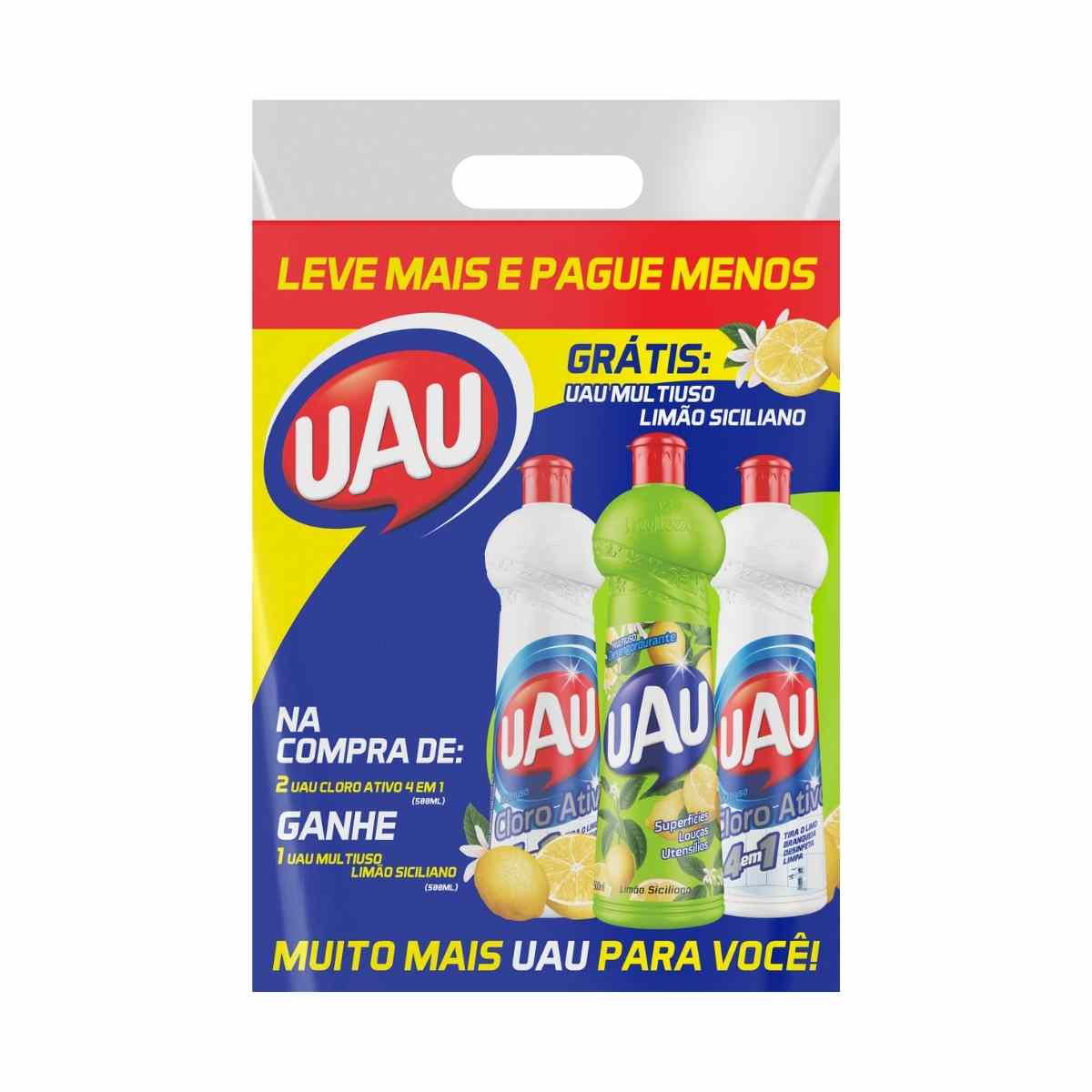 Limpador Cloro Uau Gota Multi Uso 3 unidades 500 ml