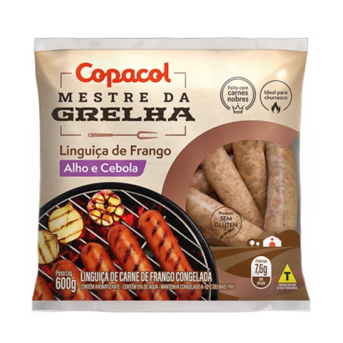 Linguiça de Frango com Alho e Cebola Congelada Copacol 600 g