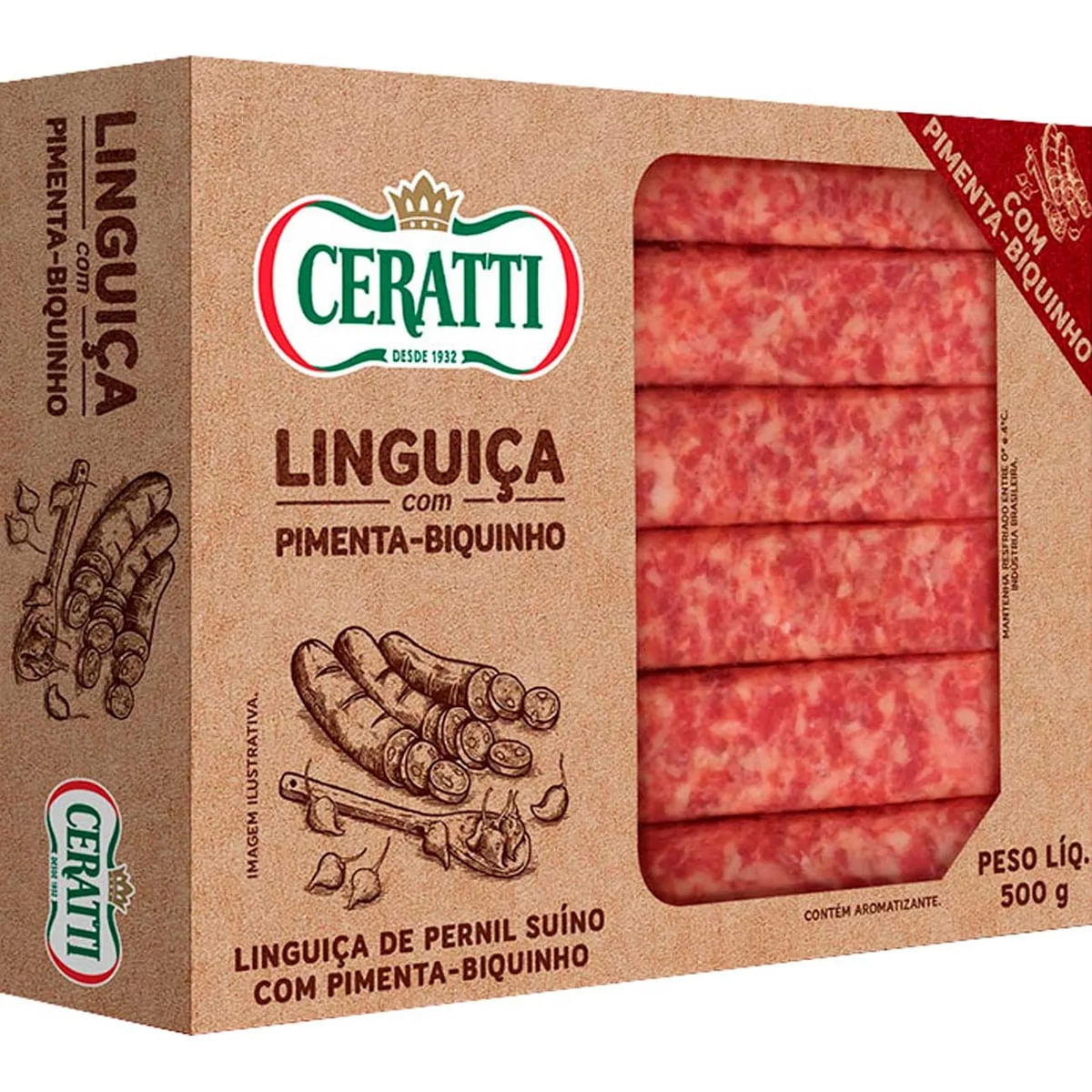 Linguiça de Pernil Com Pimenta Biquinho Ceratti 500 g