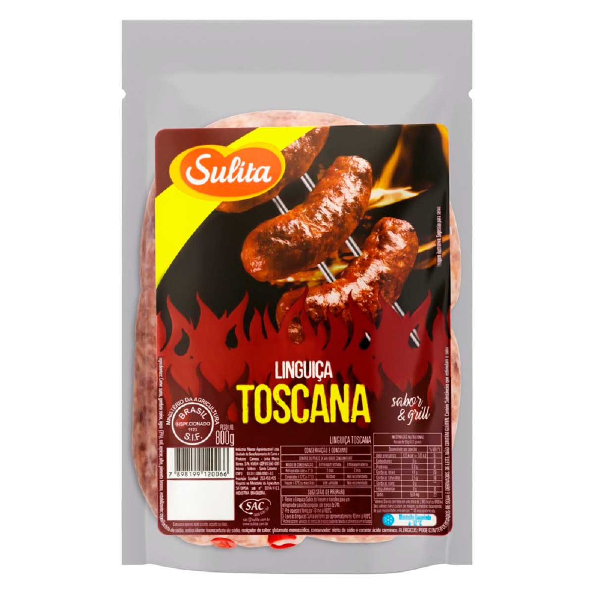 Linguiça Toscana Congelado Sulita 800 g