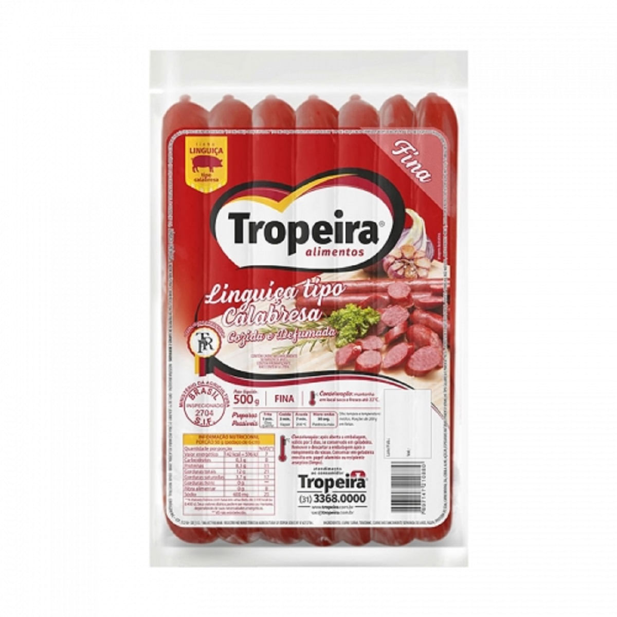 Linguiça Calabresa Tropeira Fina 500 g