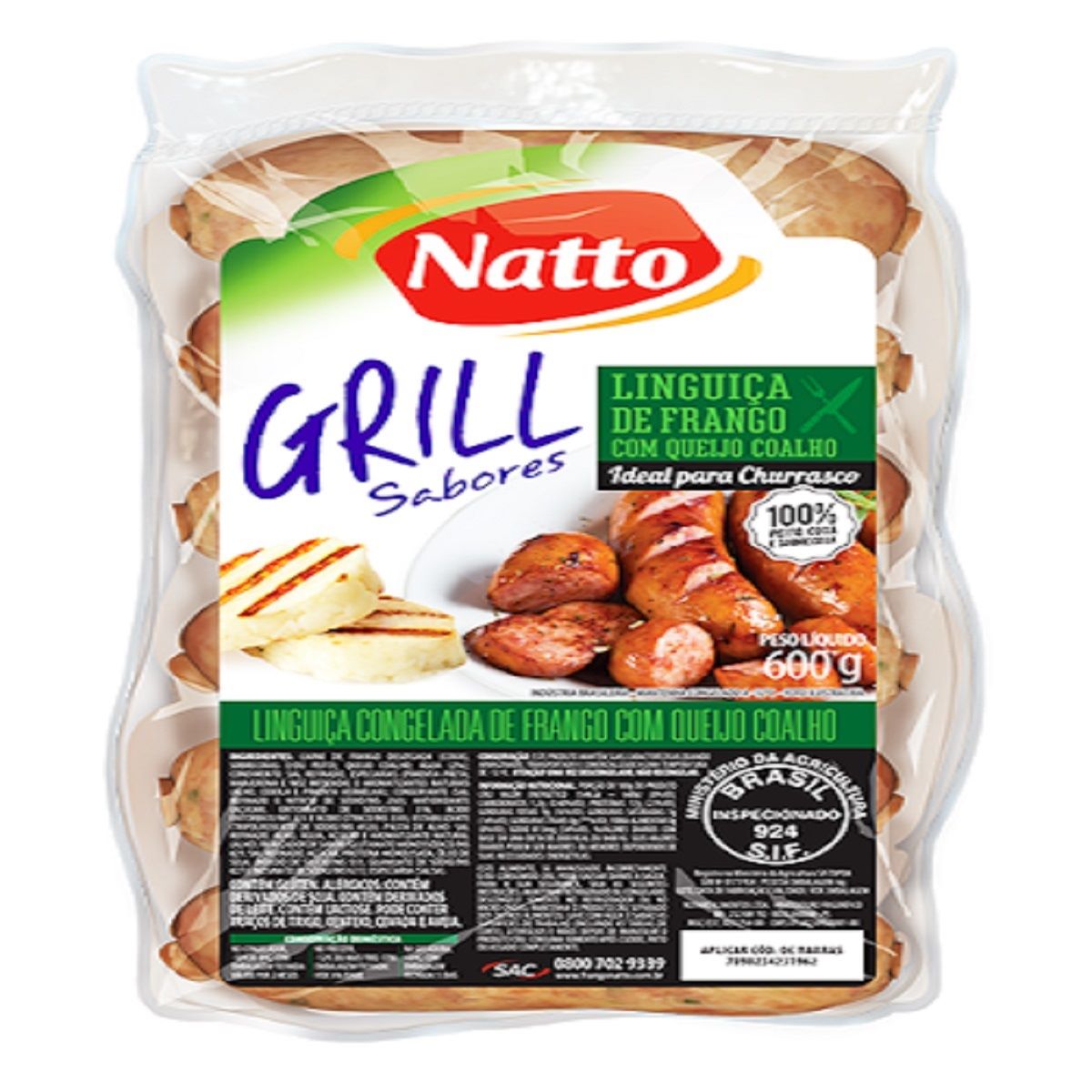 Linguiça de Frango com Queijo Congelada Natto 600 g