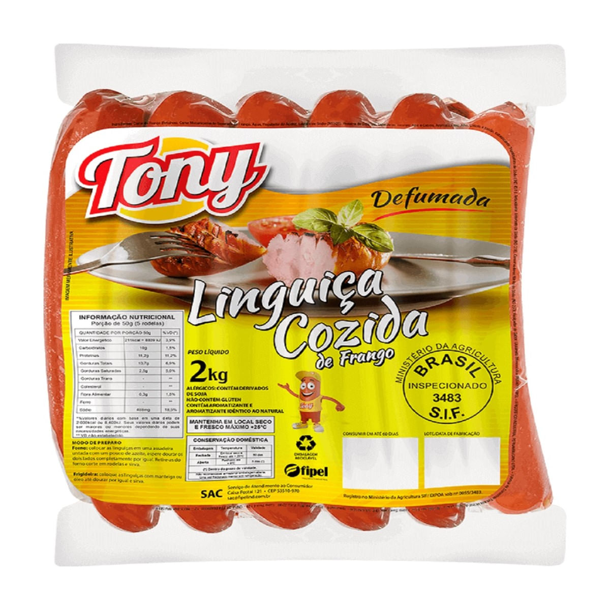 Linguiça de Frango Cozida Tony 400 g