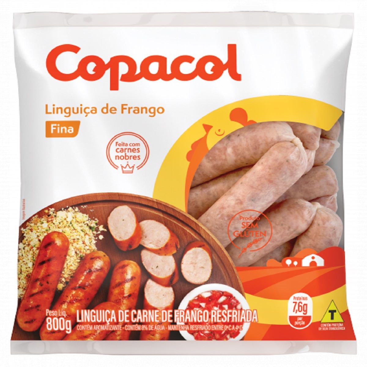 Linguiça de Frango Fina Congelada Copacol 800 g