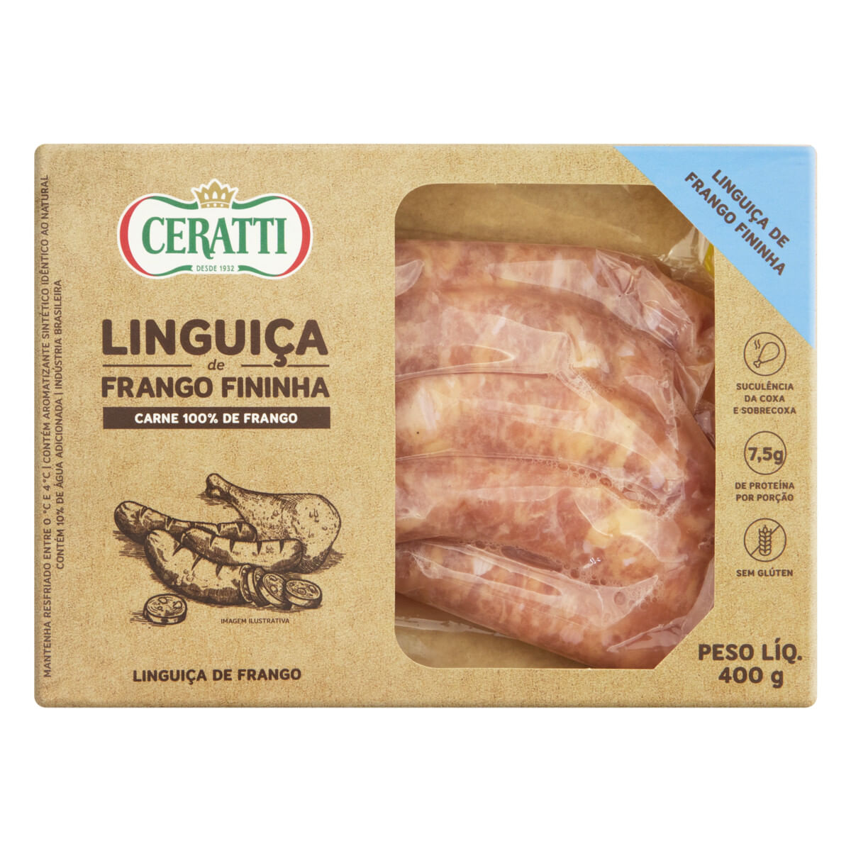 Linguiça de Frango Fininha Ceratti 400 g