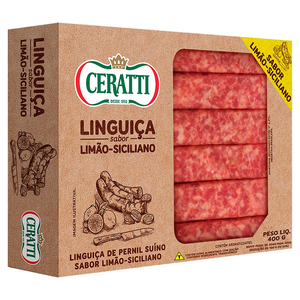 Linguiça de Pernil Com Limão Siciliano Ceratti 500 g