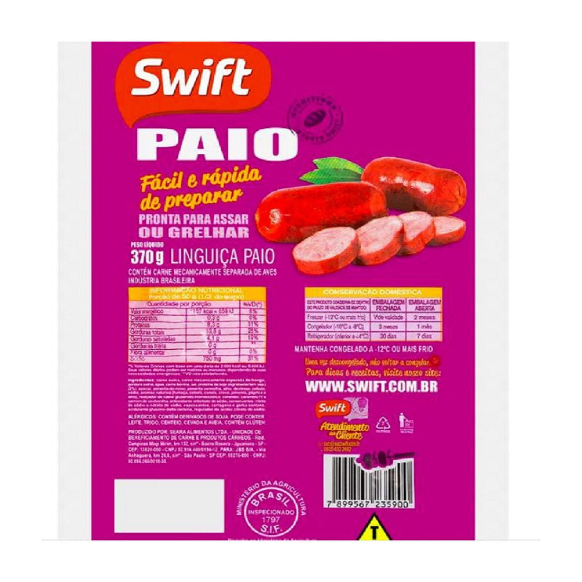 Linguiça Paio Swift 370 g