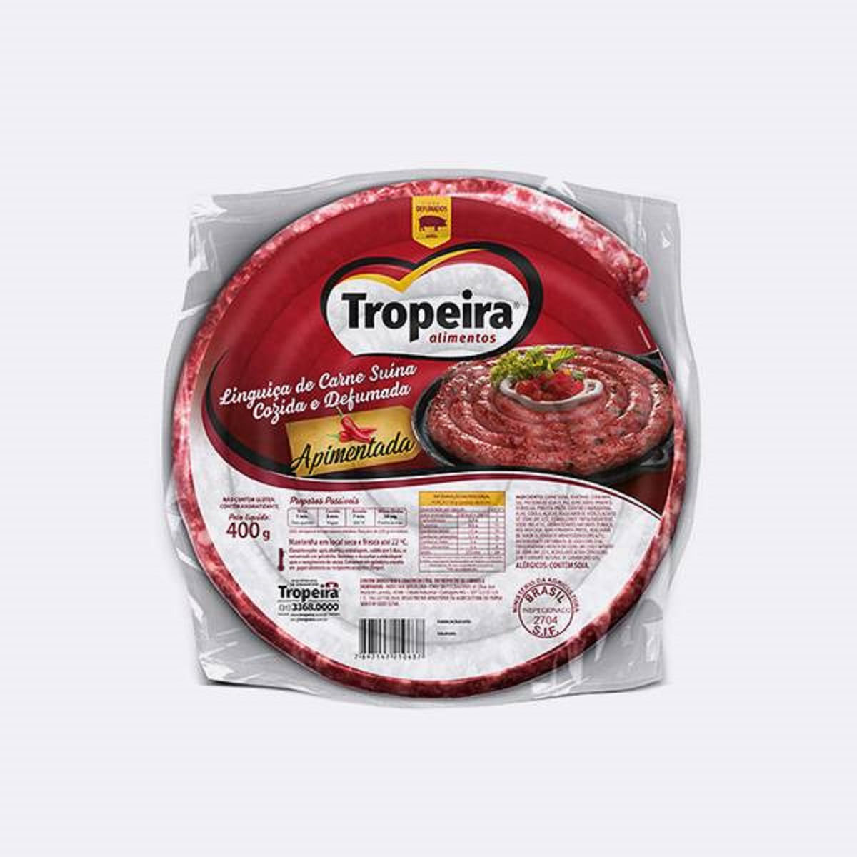 Linguiça Suína Defumada Apimentada Tropeira 400 g