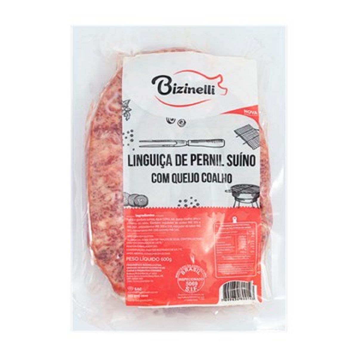 Linguiça de Pernil com Queijo Coalho Bizinelli 600 g