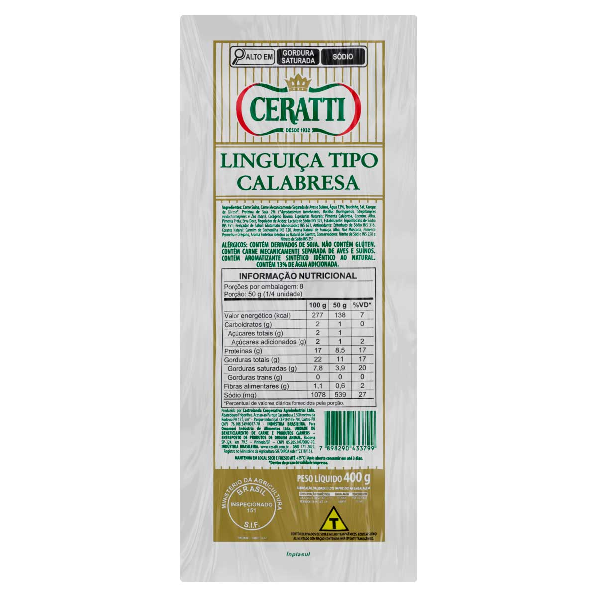 Linguiça Tipo Calabresa Ceratti 400 g