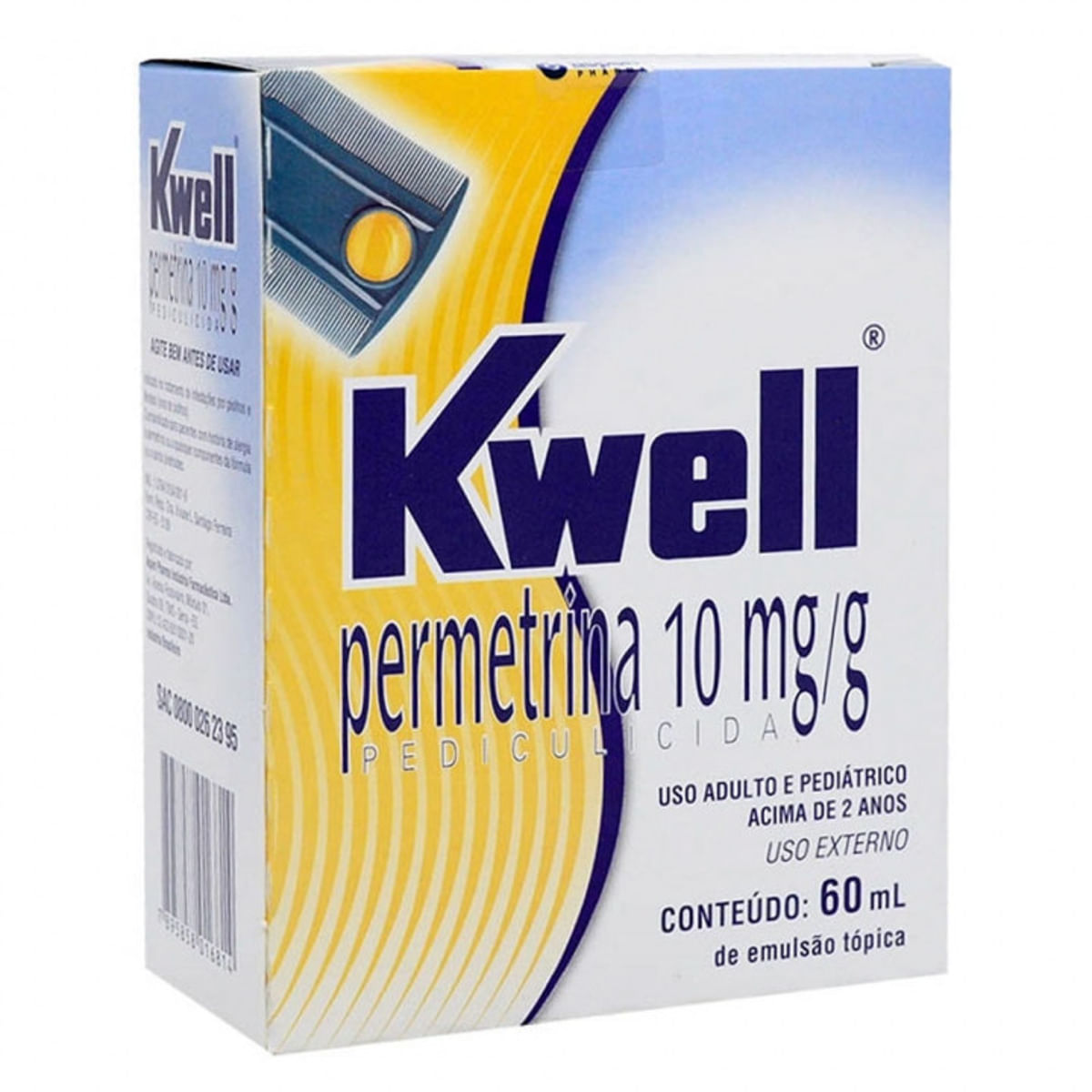 Loção Contra Piolhos e Lêndeas Kwell Permetrina 10 mg/g 60 ml