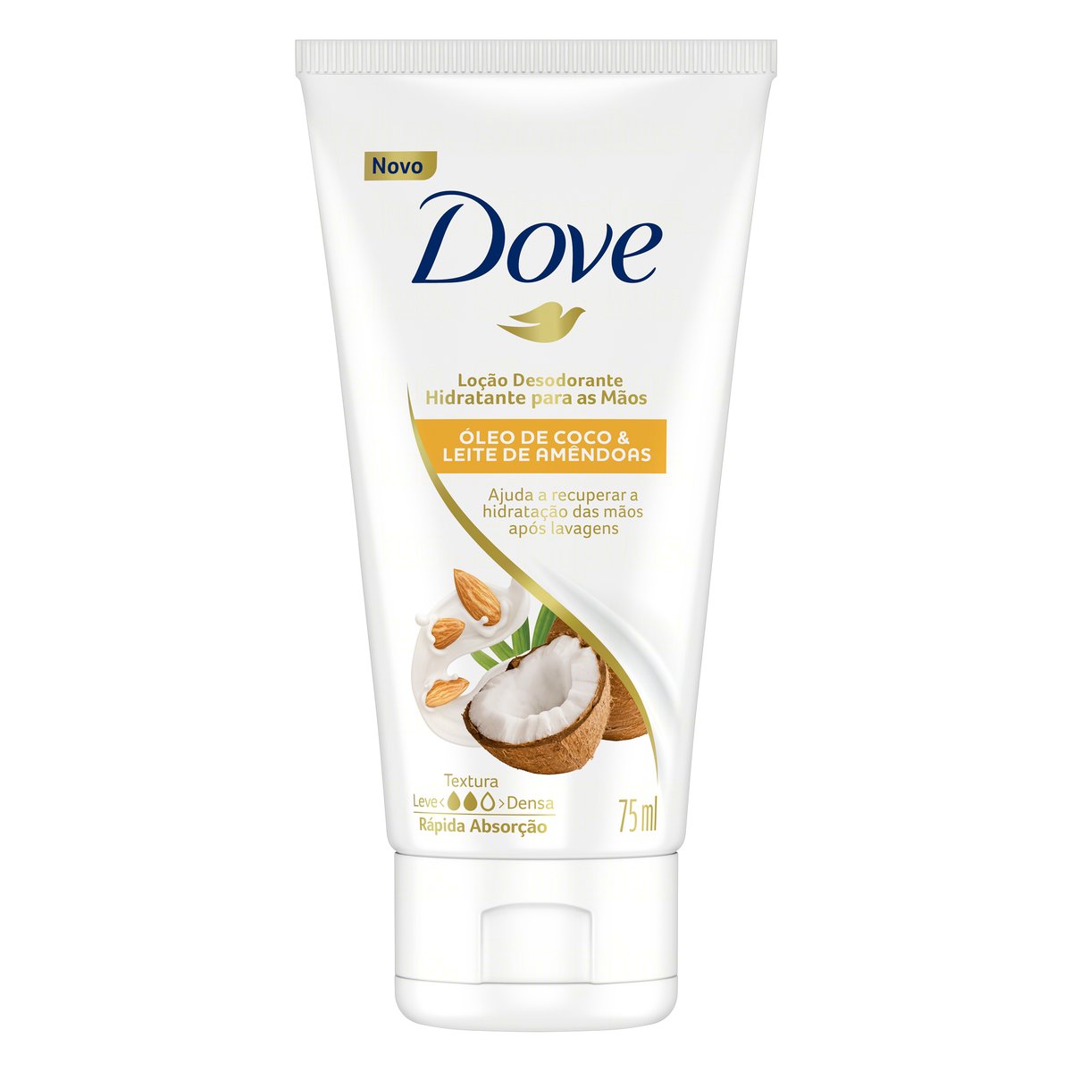 Loção Desodorante Hidratante para as Mãos Óleo de Coco &amp; Leite de Amêndoas Dove Bisnaga 75 ml