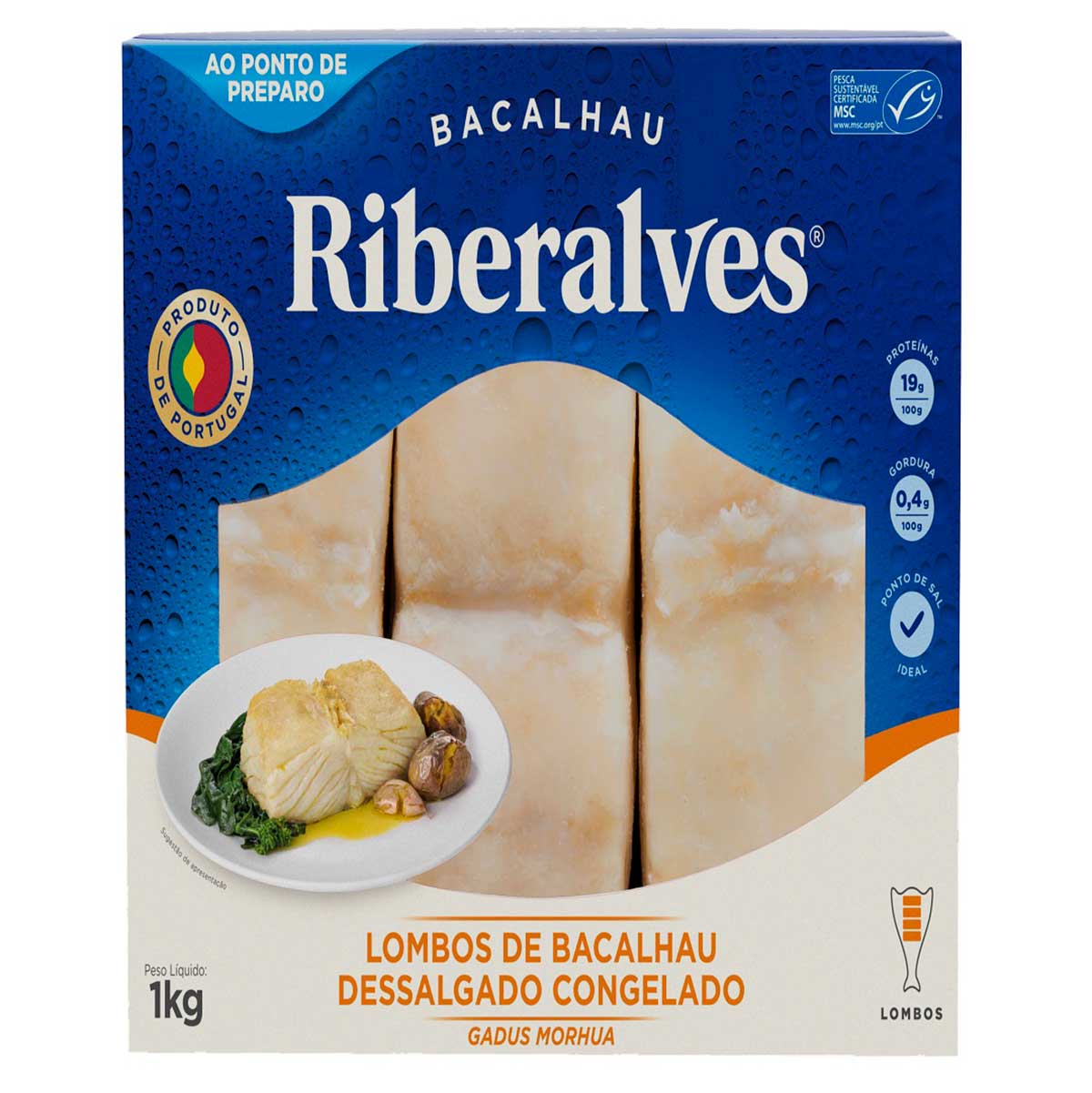 Lombo de Bacalhau Congelado Riberalves 1Kg