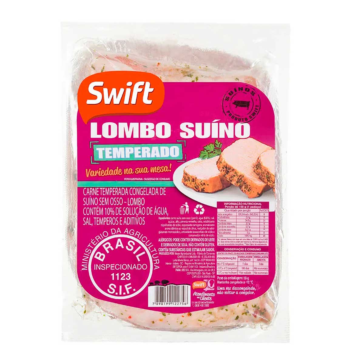 Lombo Suíno Temperado Swift 850 g