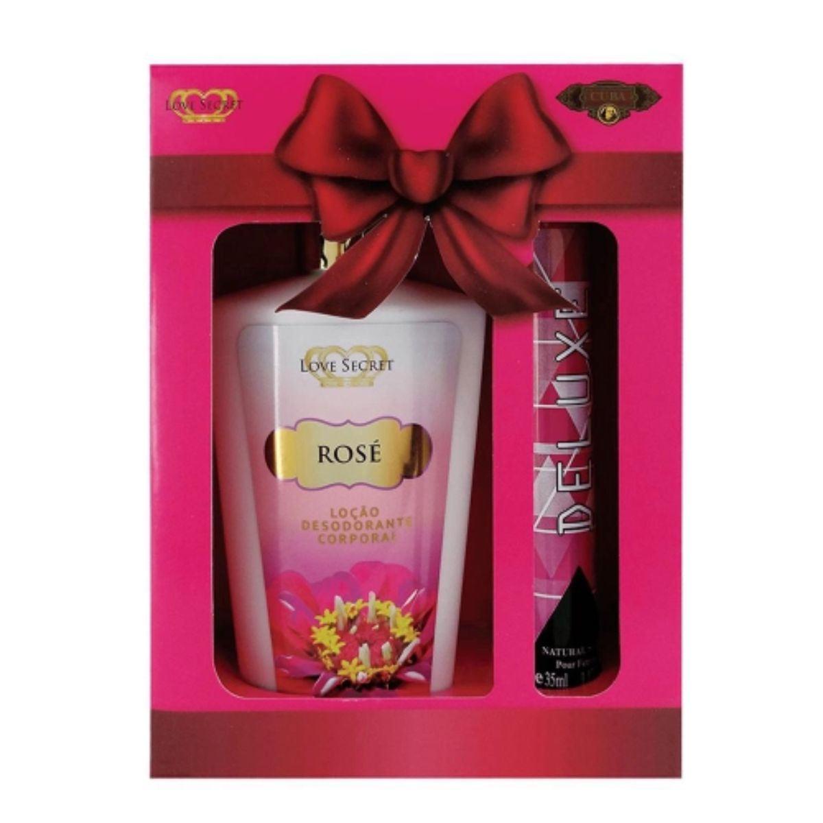 Kit Loção Hidratante Love Secret Rose 250 ml e Cuba Deluxe 35 ml