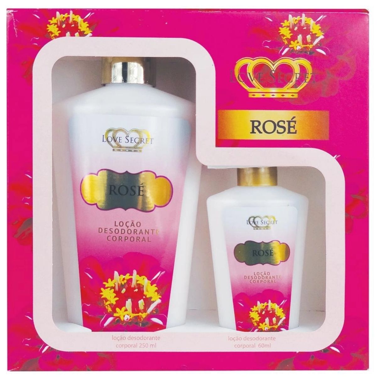 Kit Rose Loção Desodorante Corporal Rose 250 ml + Mini Loção 60 ml Love Secret