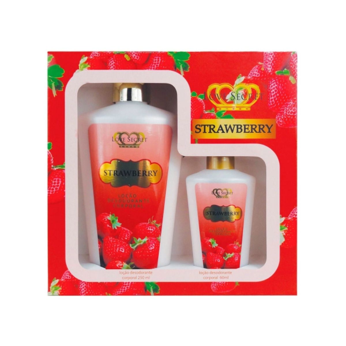 Kit Love secret Strawberry secret com 250 ml | 60 ml