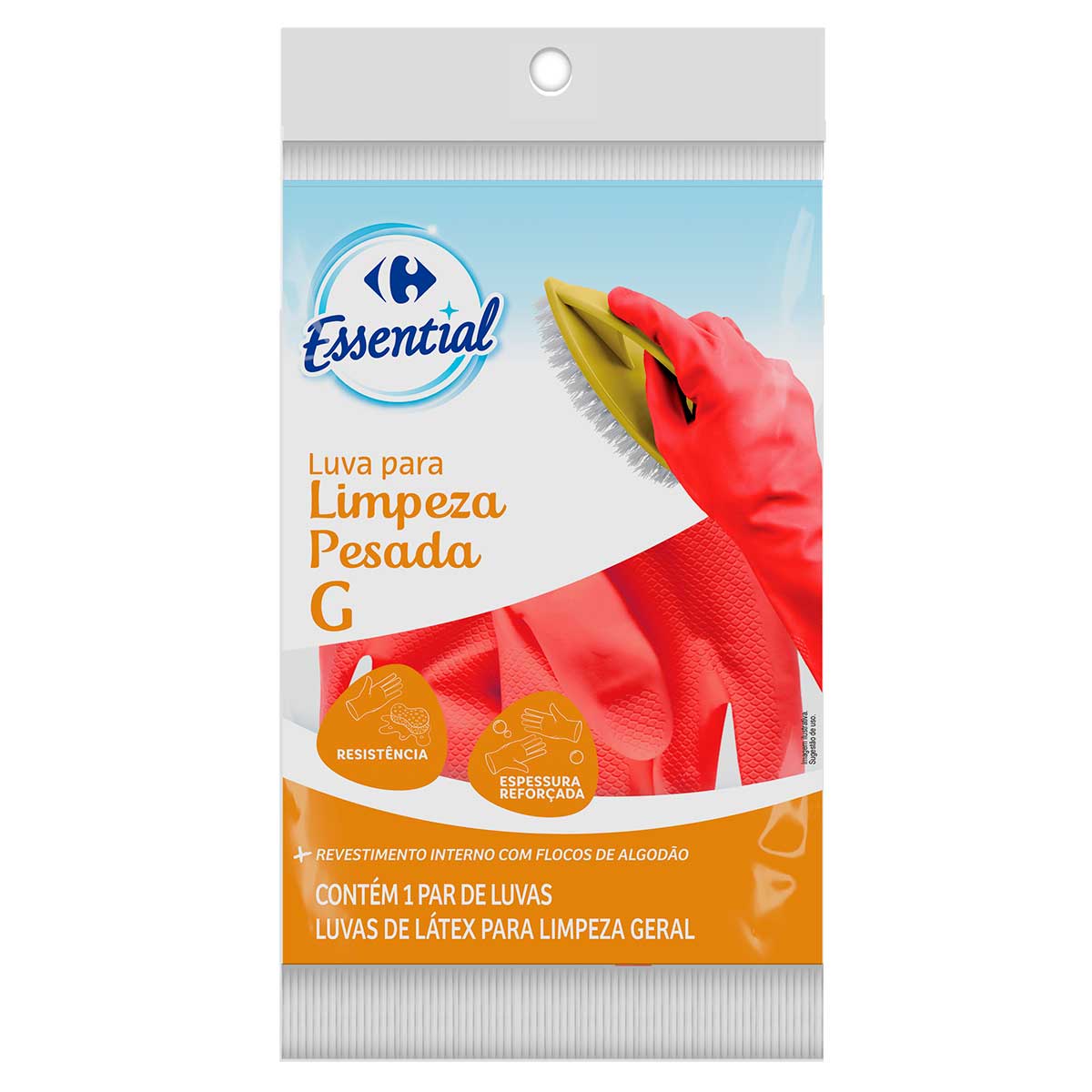 Luva para Tarefas Pesadas 14 Cm Limpeza Doméstica Carrefour Essential Tamanho G