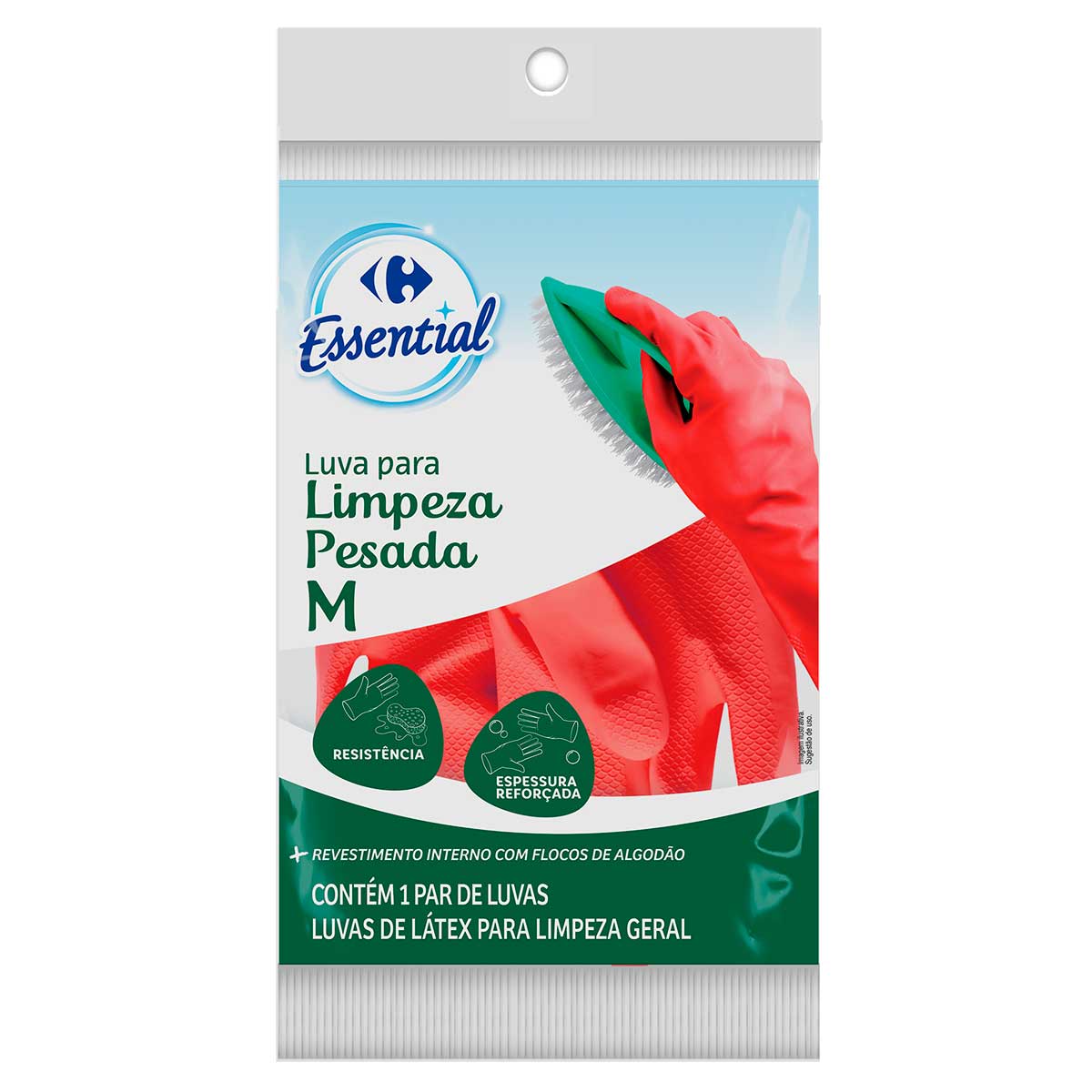 Luva para Tarefas Pesadas 14 Cm Limpeza Doméstica Carrefour Essential Tamanho M