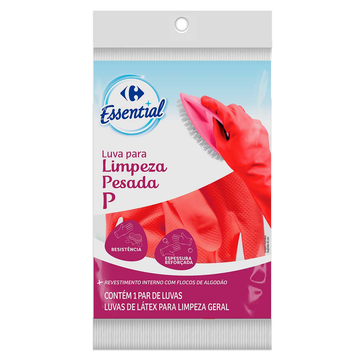 Luva para Tarefas Pesadas 14 Cm Limpeza Doméstica Carrefour Essential Tamanho P