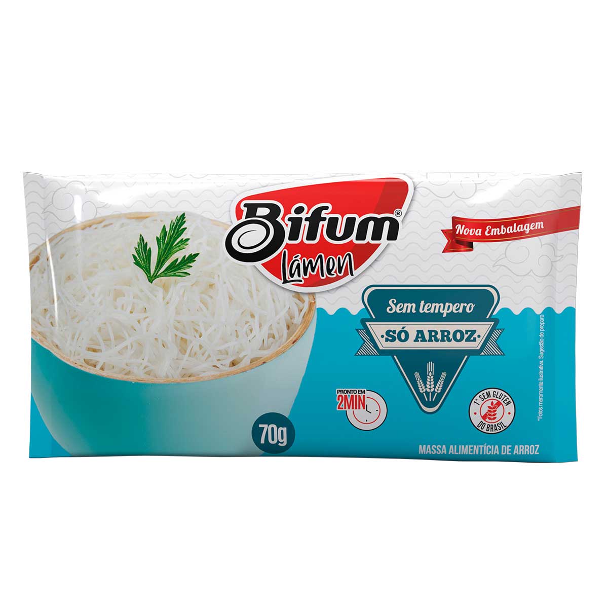 Macarrão Instantâneo a Base de Arroz Bifum Sabor Só Arroz 70g