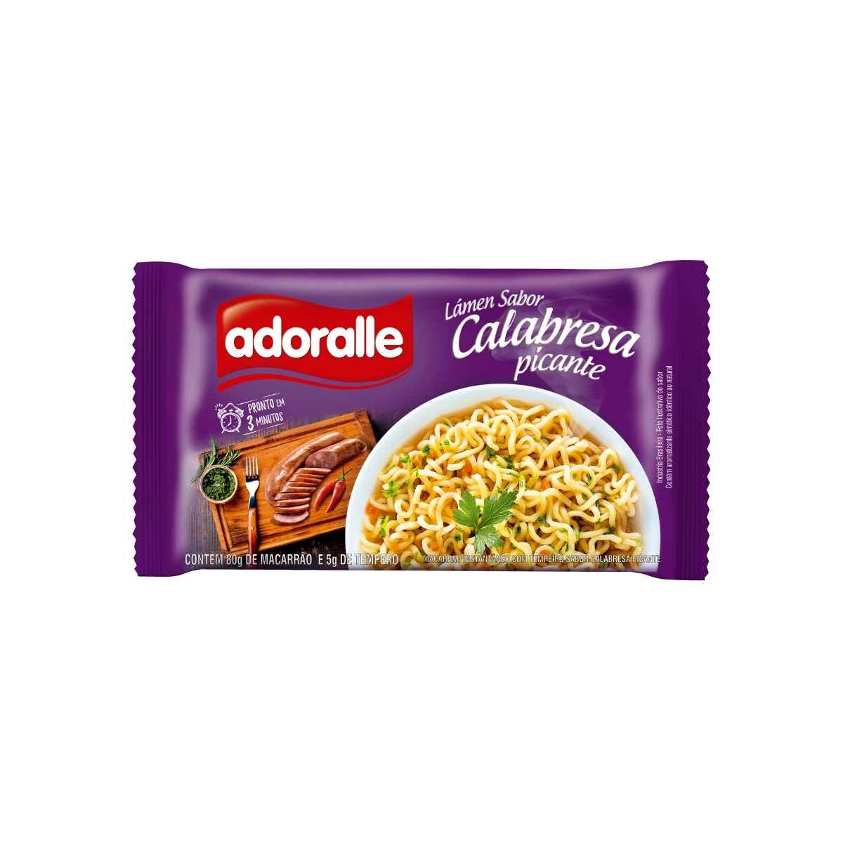 Macarrão Instantâneo Calabresa Picante Adoralle 85 g