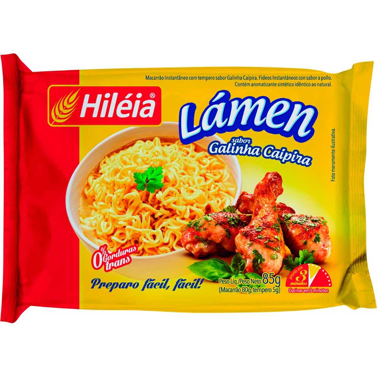 Macarrão Instantâneo Galinha Caipira Hiléia 85 g